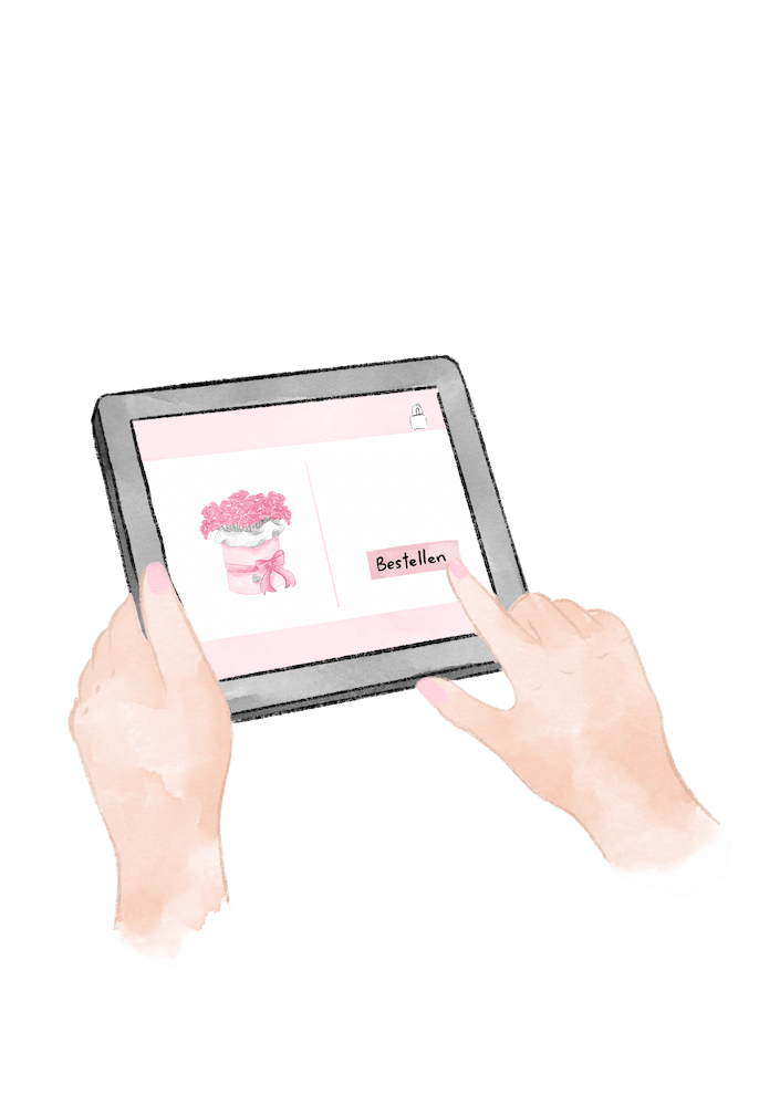 Tablet mit geöffneter Flor de Luxe Bestellung – Symbol für den Start des Bestellprozesses